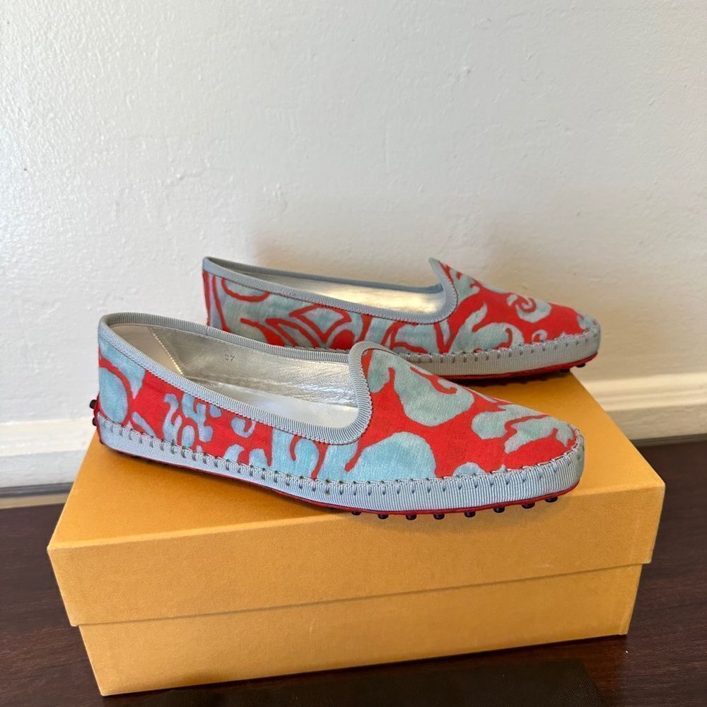 TOD’S Stylish Red and Gray Women's Pantofola loafers size 7 new - Picture 6 of 15